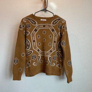 Madewell Bandana Print Pullover Sweater in Mustard Yellow